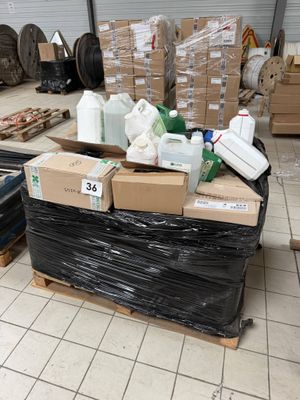 a lot of boxes that are sitting on a pallet
