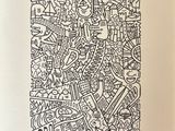 un dessin en noir et blanc représentant une ville avec de nombreux bâtiments