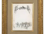 a drawing of a group of people sitting around a table