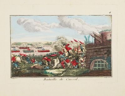 painting of a battle scene with a group of men on horseback
