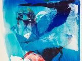 an image of a painting of a woman in a blue dress