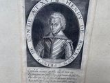 an engraving of a portrait of a man in a black and white dress