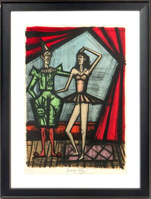 une image représentant un tableau où l'on voit une femme et un homme sur une scène
