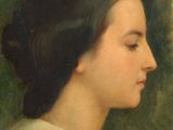 a painting of a woman in profile with her eyes closed