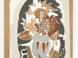 painting of a vase with a flower in it sitting on a table