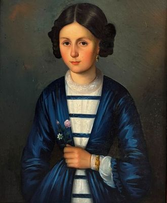 Ecole XIXe. Portrait de jeune fille. - Photo 1