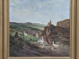 une photo d'un tableau représentant un homme et ses chiens