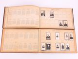 an open book with pictures of men and women in black and white
