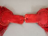 an image of a pair of red shoes with red fringes on them