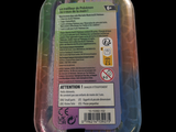 a plastic container with a label on it that says attention