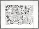 carte de la ville de Londres en noir et blanc sur un mur carrelé blanc