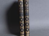 Deux livres sont posés sur une surface grise, sur fond gris.