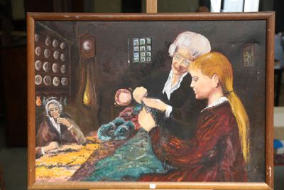 a picture of a painting of a woman and a man