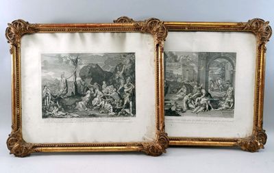 Lot de deux gravures, comprenant : École XIXe, Benoit Audran…