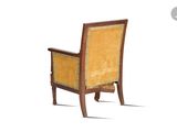 a chair with a yellow upholstered seat on a white background