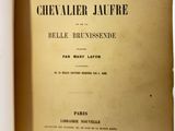 an open book with a black and white image of the title of a novel