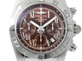 breiter chronograph men ' s watch in stainless steel with red dial