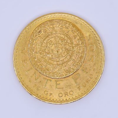 une pièce d'or comportant un motif sur un fond blanc