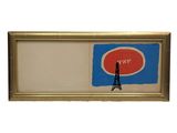 painting of a man standing on a ladder in front of a pepsi sign