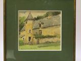 framed watercolor painting of a house in a country setting