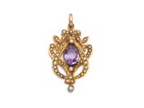 un pendentif ancien en améthore et perles