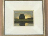an image of a picture of a painting of a tree by a body of water