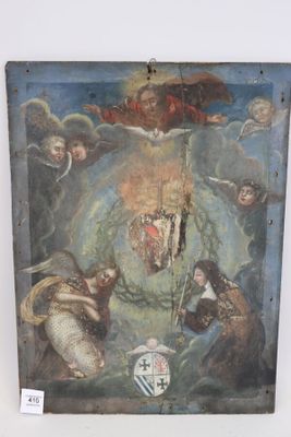 an image of a painting of a group of angels on a wall
