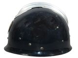 a black helmet that is sitting on a white surface