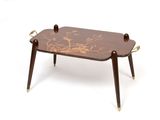 an image of a coffee table with a bird on it
