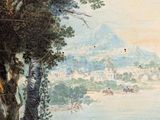 an image of a painting of a man on a boat in the water