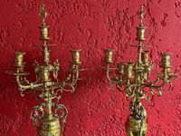 Importante paire de candélabres à 6 bras de lumière en bronz… (photo 2)