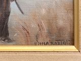 a painting of an elephant that is standing in the grass