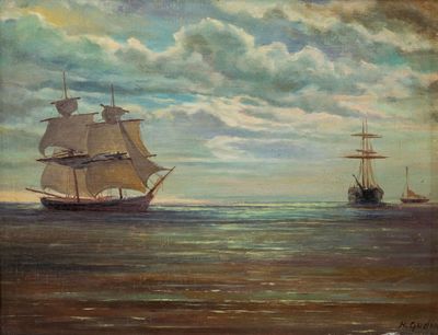 Henriette Herminie Gudin (1825- ?) 'Bateaux à voile au large…