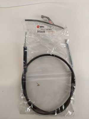 a close up of a black cable on a white surface