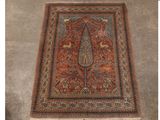 tapis persan ancien à motif floral sur fond beige