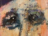 an oil painting of a man ' s face with his eyes wide open