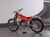 a motorcycle that is parked in a parking garage