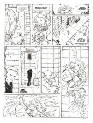 une page en noir et blanc d'une bande dessinée représentant un homme en costume