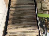 a box full of old records on a table