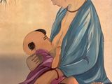 a painting of a woman holding a baby in her arms