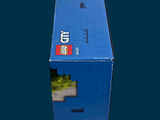 a blue box that has a picture of a man on it