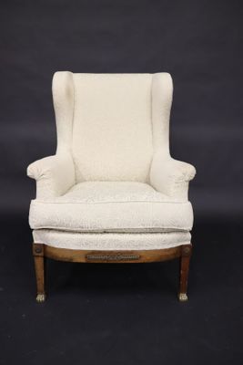 Fauteuil confortable moderne à oreilles en bois, garniture t… - Photo 1