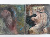 Deux tableaux représentant une femme et un homme sont représentés sur la même image.