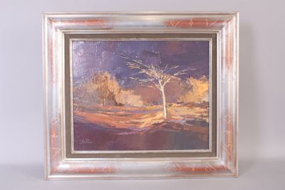 une image d'une peinture représentant un arbre dans un champ
