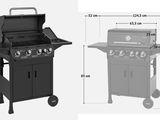 a drawing of a bbq with a side burner and a side burner