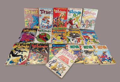 a lot of comic books that are on the table