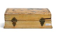 COFFRET à PERRUQUE en Artepovera,à fond beige/jaune pâle, XV… (photo 4)