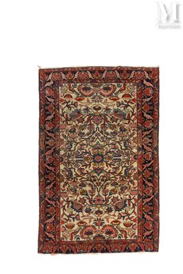 an antique persian rug with a floral design on a white background