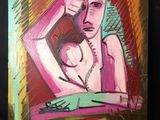 peinture d'une femme tenant un bébé dans ses bras