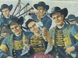 a painting of a group of men and women playing musical instruments